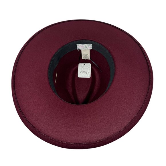 Free People Felt Hat in Merlot with Gold Tone Bling Pin Detail OS NWT main image 5